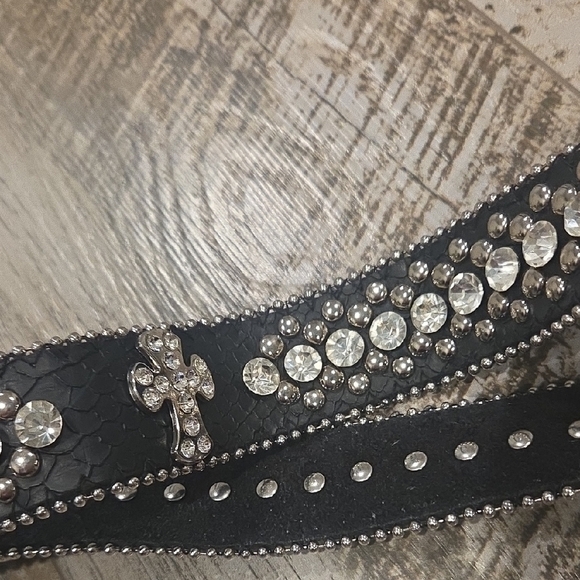 Black Rhinestone Studded Belt main image 6